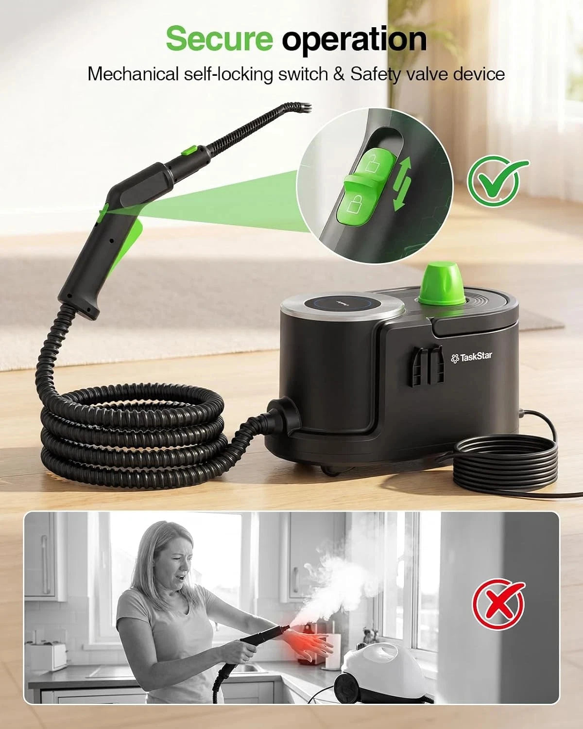 TaskStar Handheld Steam Cleaner With High Pressure Steam Cleaning