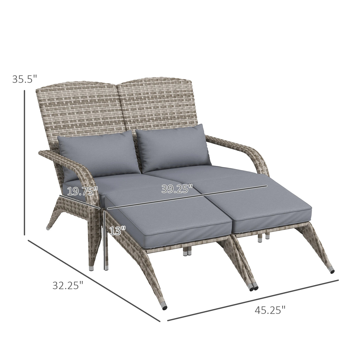 Outsunny Outdoor Wicker Adirondack Fire Pit Chair With Cushion