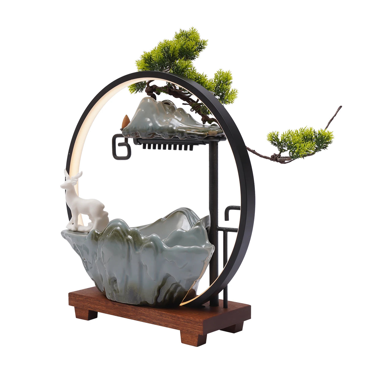 Bymaocar Tabletop Water Fountain With Led Light And Mist Effect