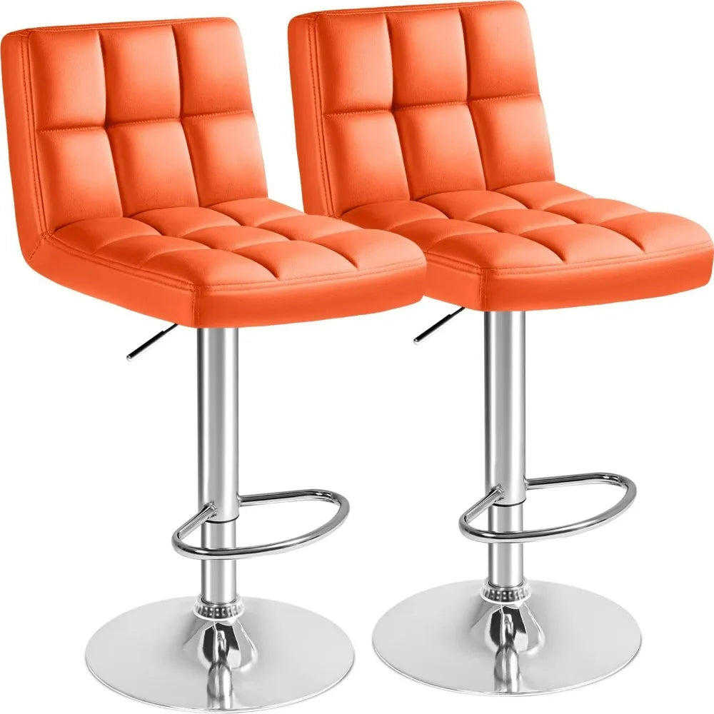 Adjustable Hydraulic Swivel Bar Stools Set of 2 Square Design