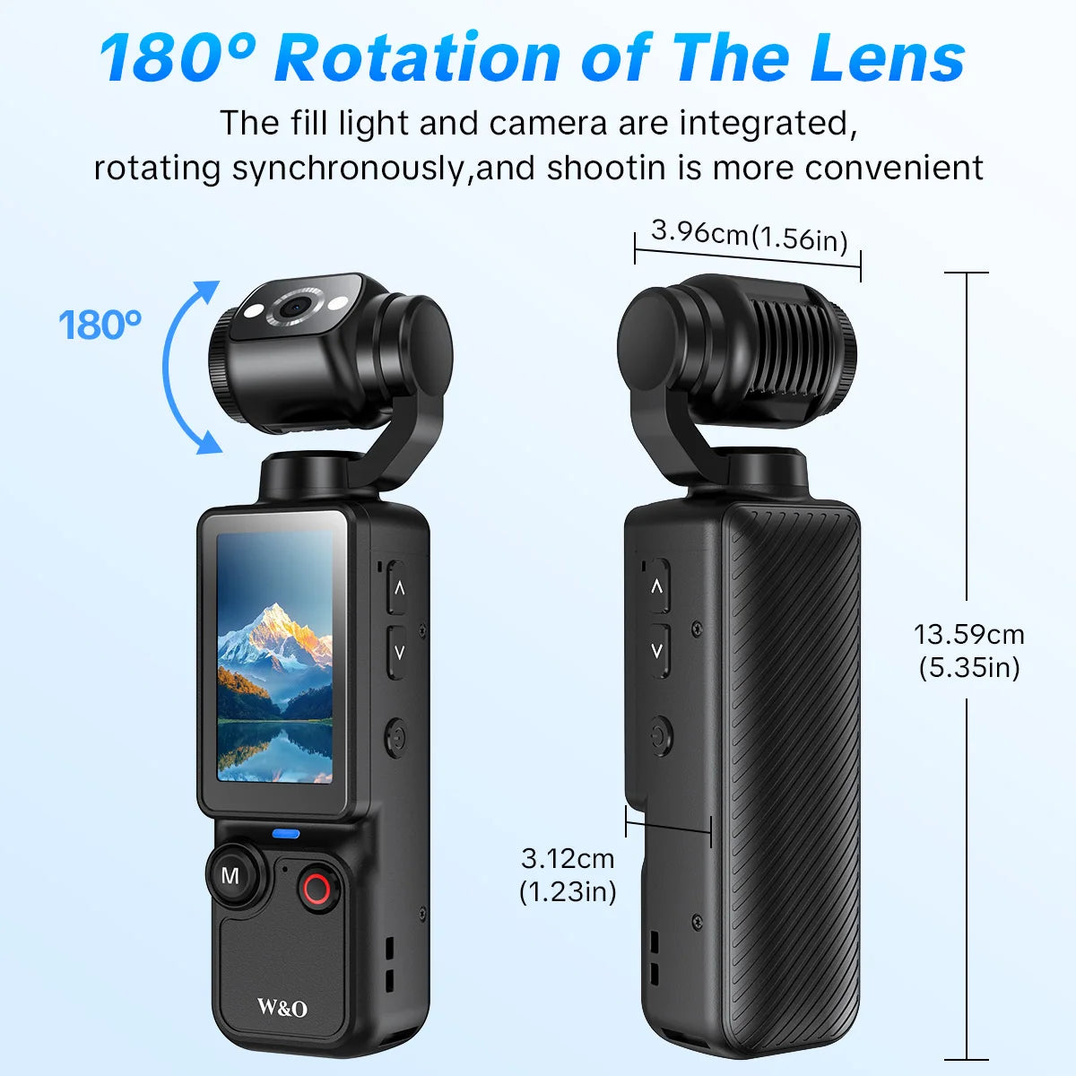 W&O Portable Digital Camera With 2.5K Video And Rotating Lens