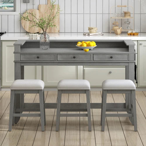 Four Piece Dining Table Set With Integrated Storage Drawers