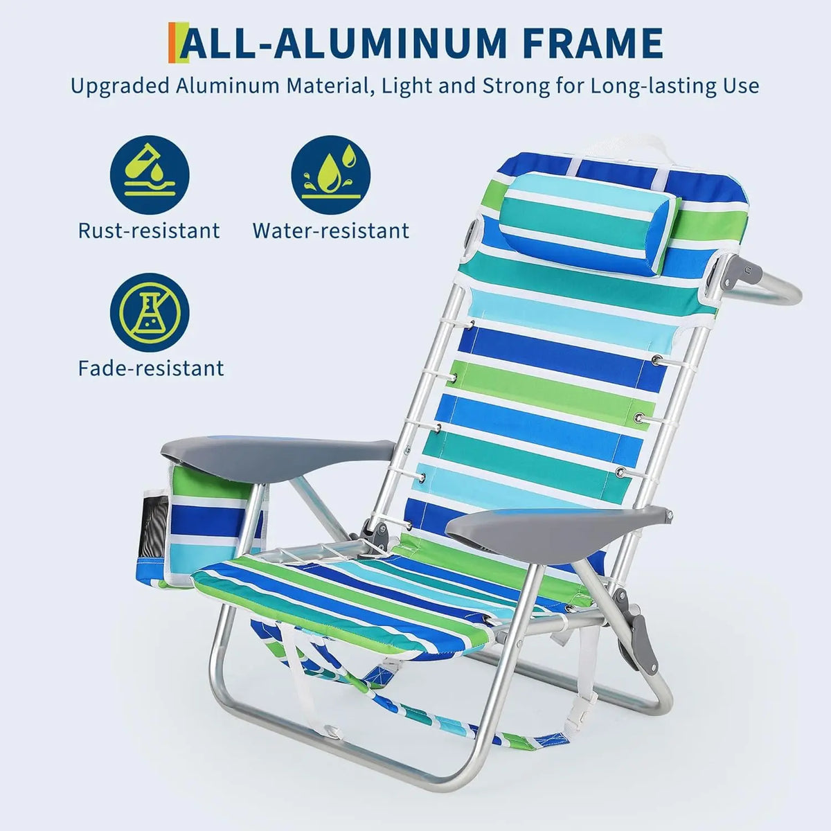 HiMISS Portable Folding Backpack Beach Chair With Cup Holder