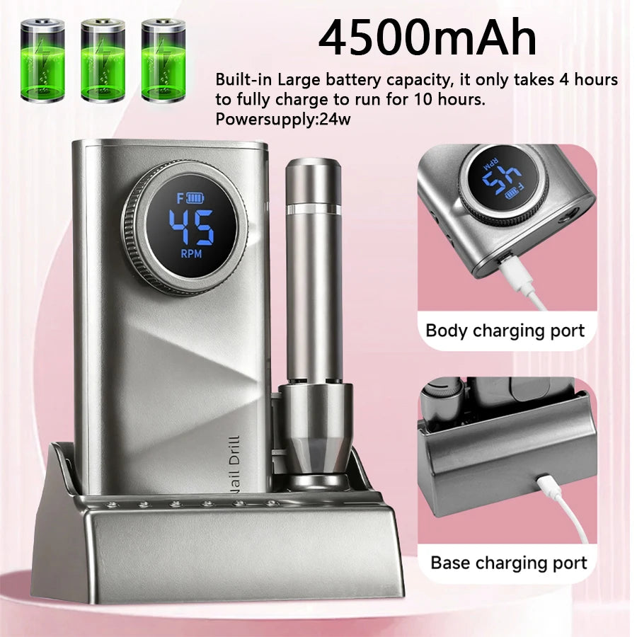 Cosprysmal Cordless Electric Nail Drill With Brushless Motor