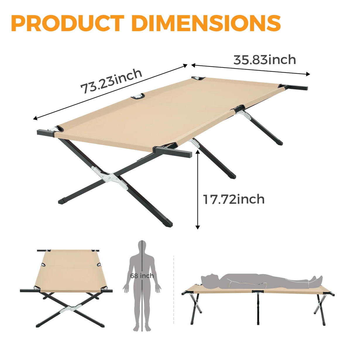 JHK Portable Folding Camping Cot For Outdoor Relaxation