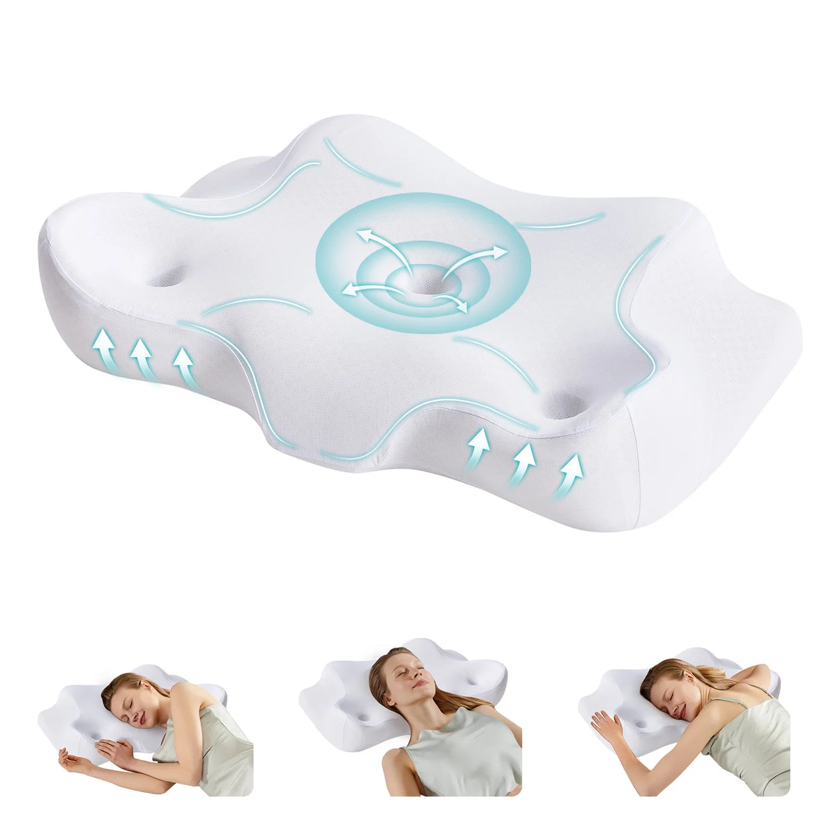 JHK Ergonomic Cervical Neck Pillow Memory Foam Cooling Cover