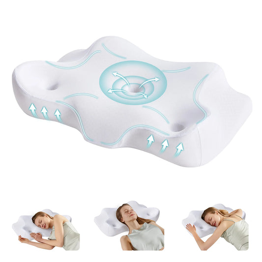 JHK Ergonomic Cervical Neck Pillow Memory Foam Cooling Cover