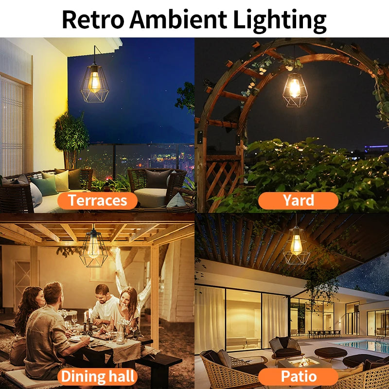 Intelamp Dimmable Solar Pendant Lights Waterproof Indoor Outdoor