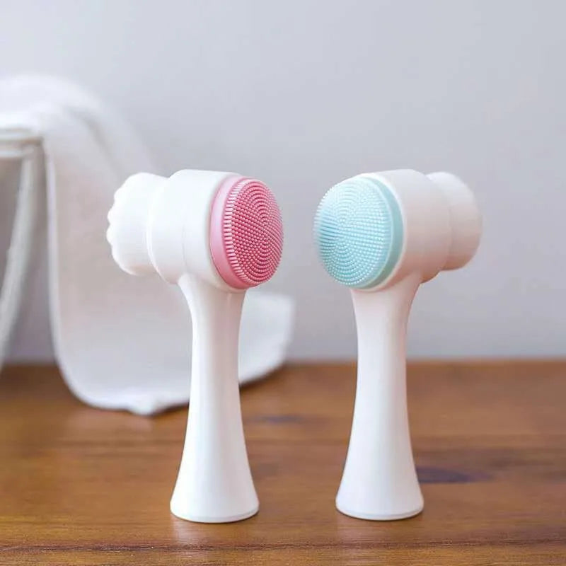 Silicone Double Sided Facial Brush Exfoliating Cleanser For Pore Cleaning