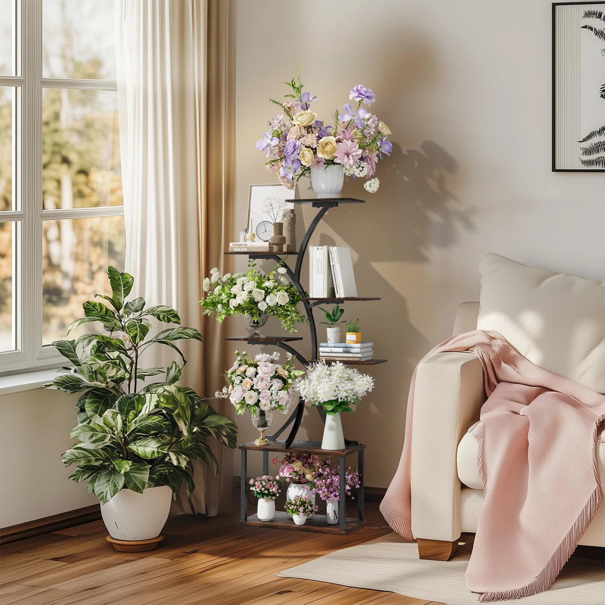 Wisfor Tree Shaped Plant Stand Display Rack Corner Shelf