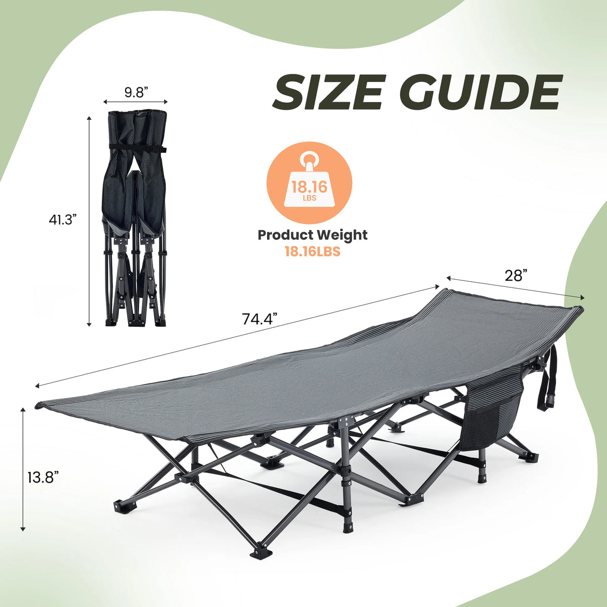 JHK Folding Portable Lounge Chair For Outdoor Camping Relaxation