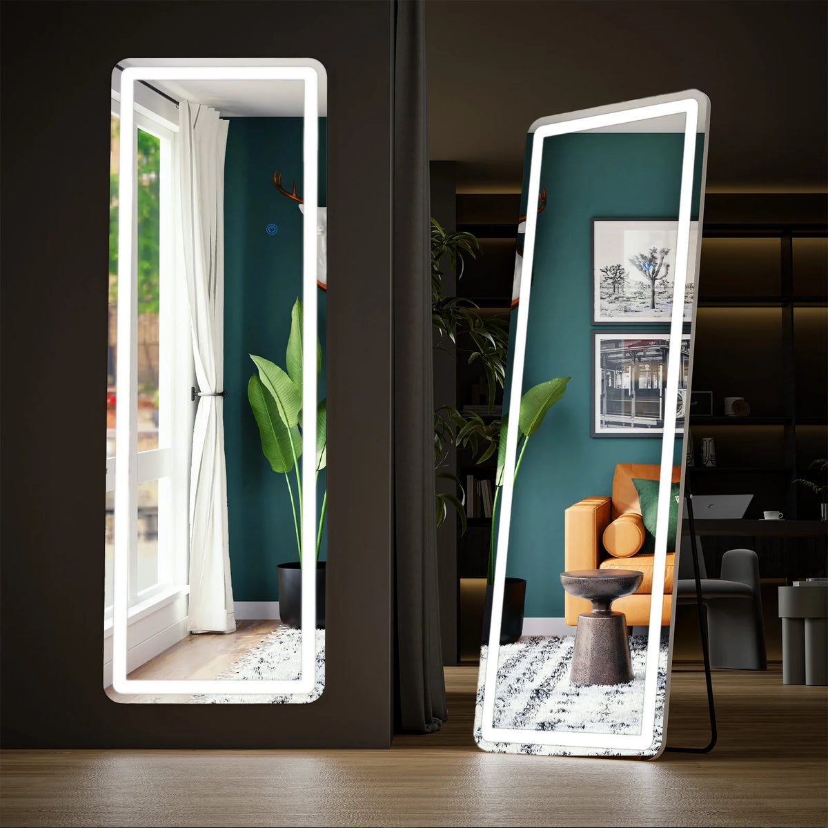 MCQ Full Length Floor Mirror Shatterproof Glass Aluminum Wall Frame