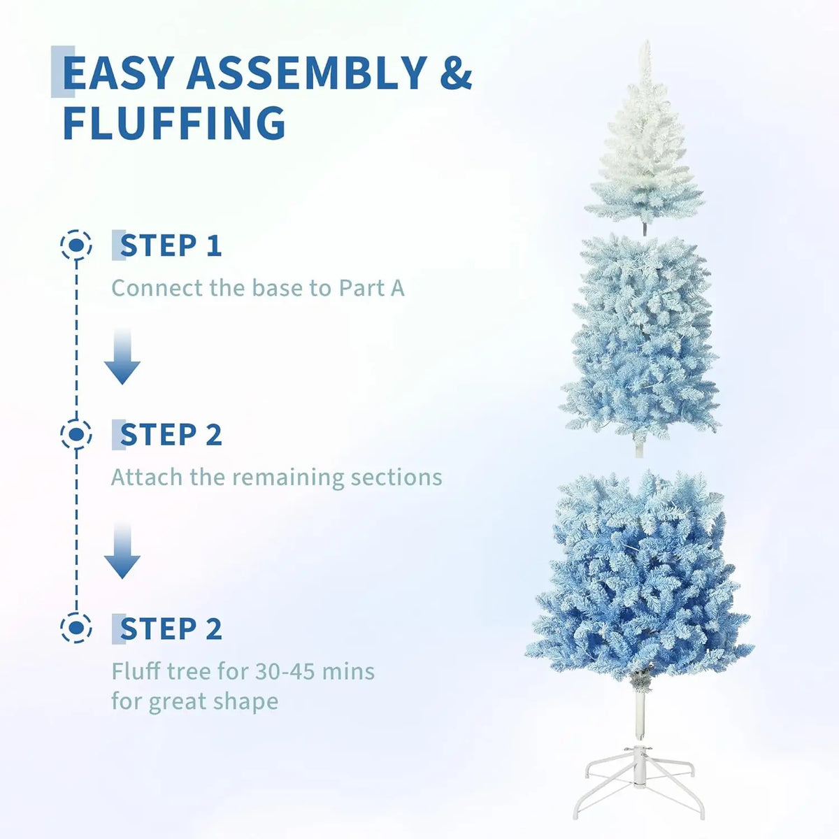 HiMISS Snow Flocked Slim Artificial Christmas Tree Holiday Decoration