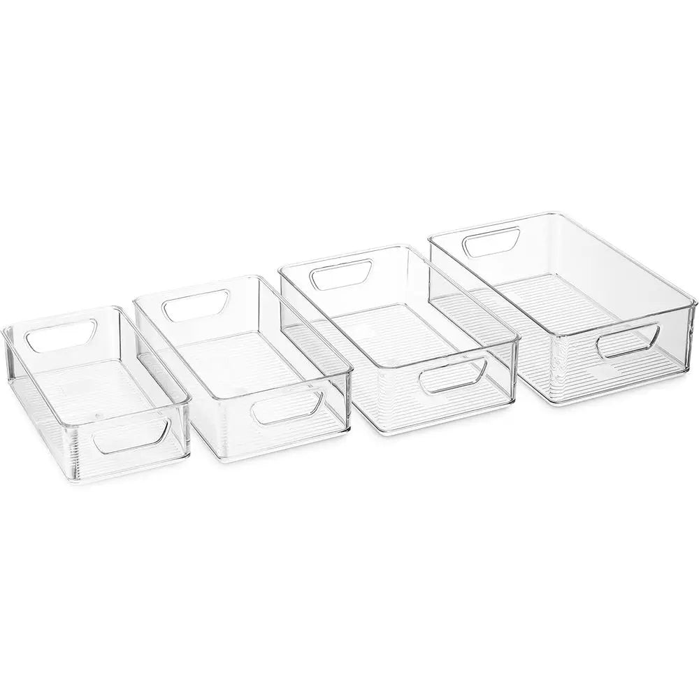 Stackable Plastic Refrigerator Organizer Bins For Kitchen Pantry Storage