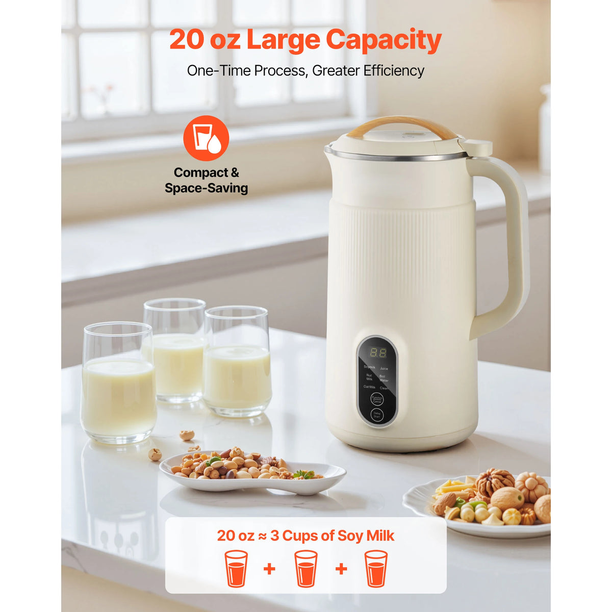 Vevor 8-In-1 Electric Nut Milk Maker With Auto Clean Cycle