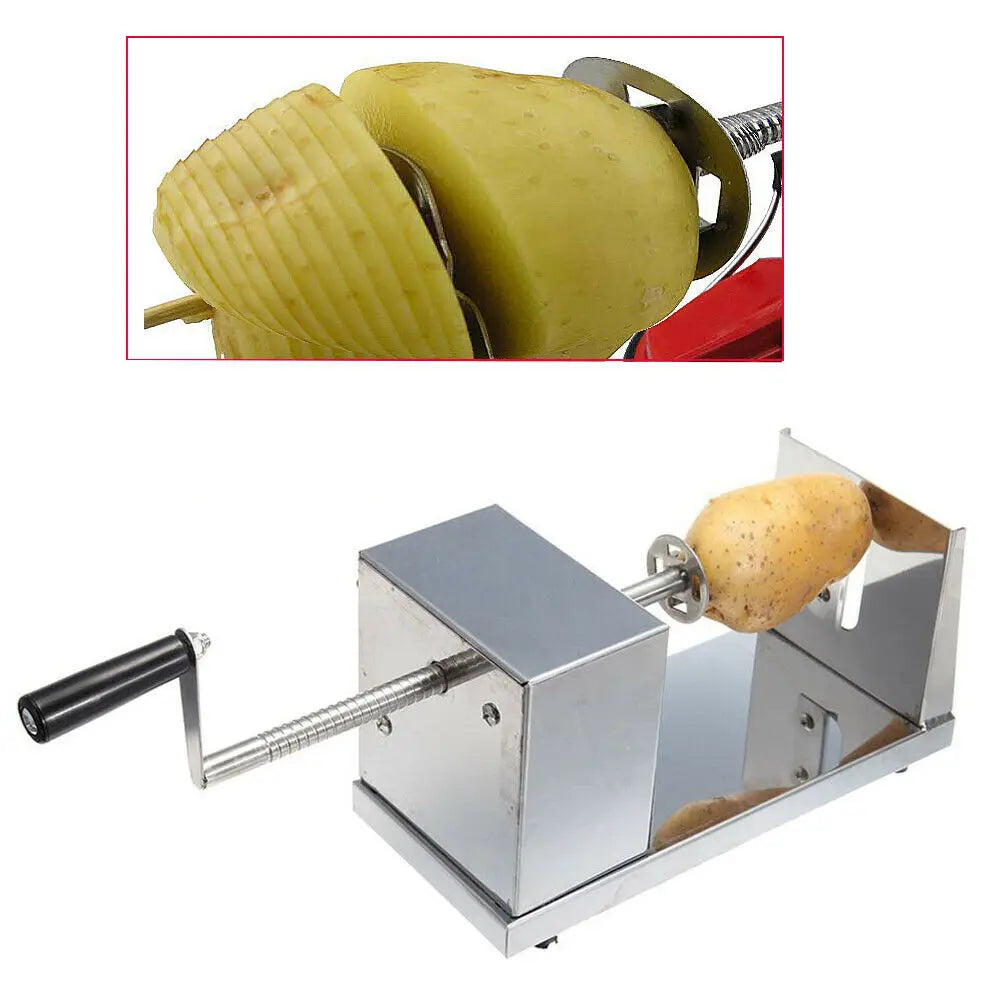 Stainless Steel Hand Cranked Spiral Potato And Apple Slicer