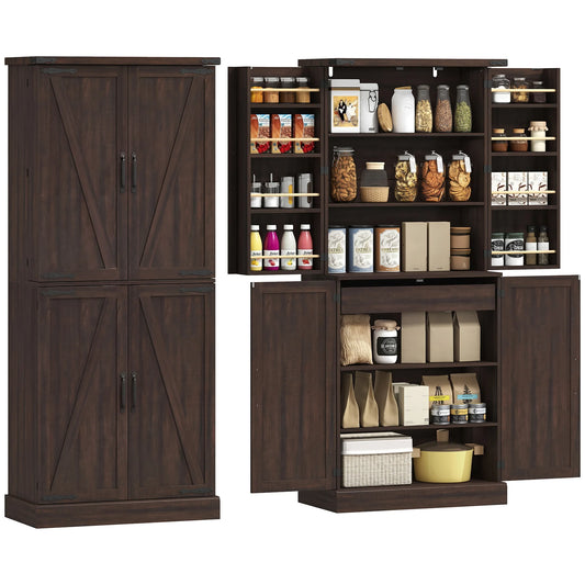 Homcom Modern Kitchen Pantry Cabinet With Shelves And Drawer