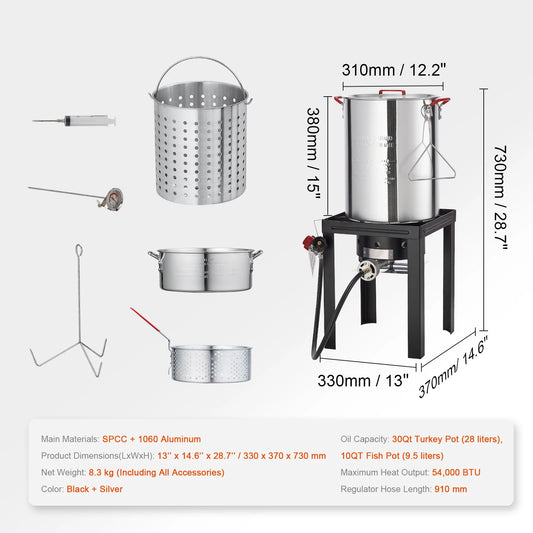SucceBuy Propane Turkey Fryer Outdoor Deep Frying Cooker Set