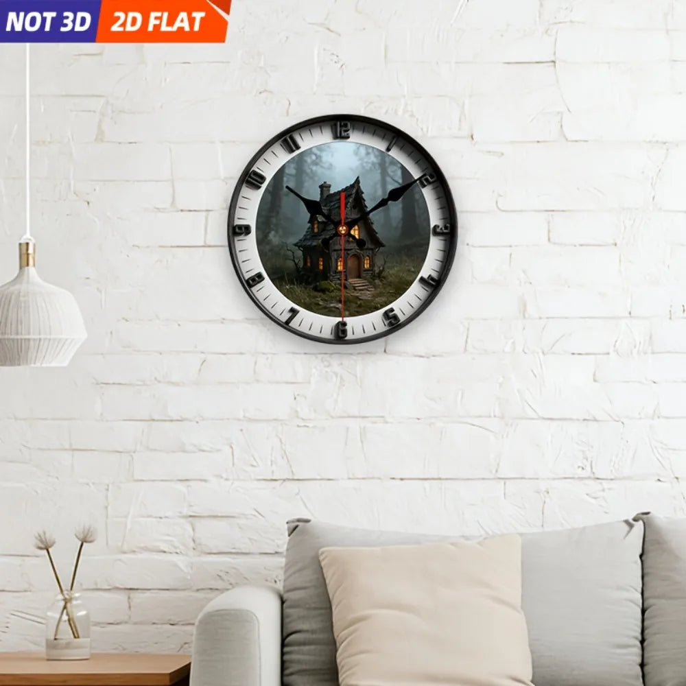 XMSJ Wooden Silent Wall Clock Featuring Forest Cabin Decor
