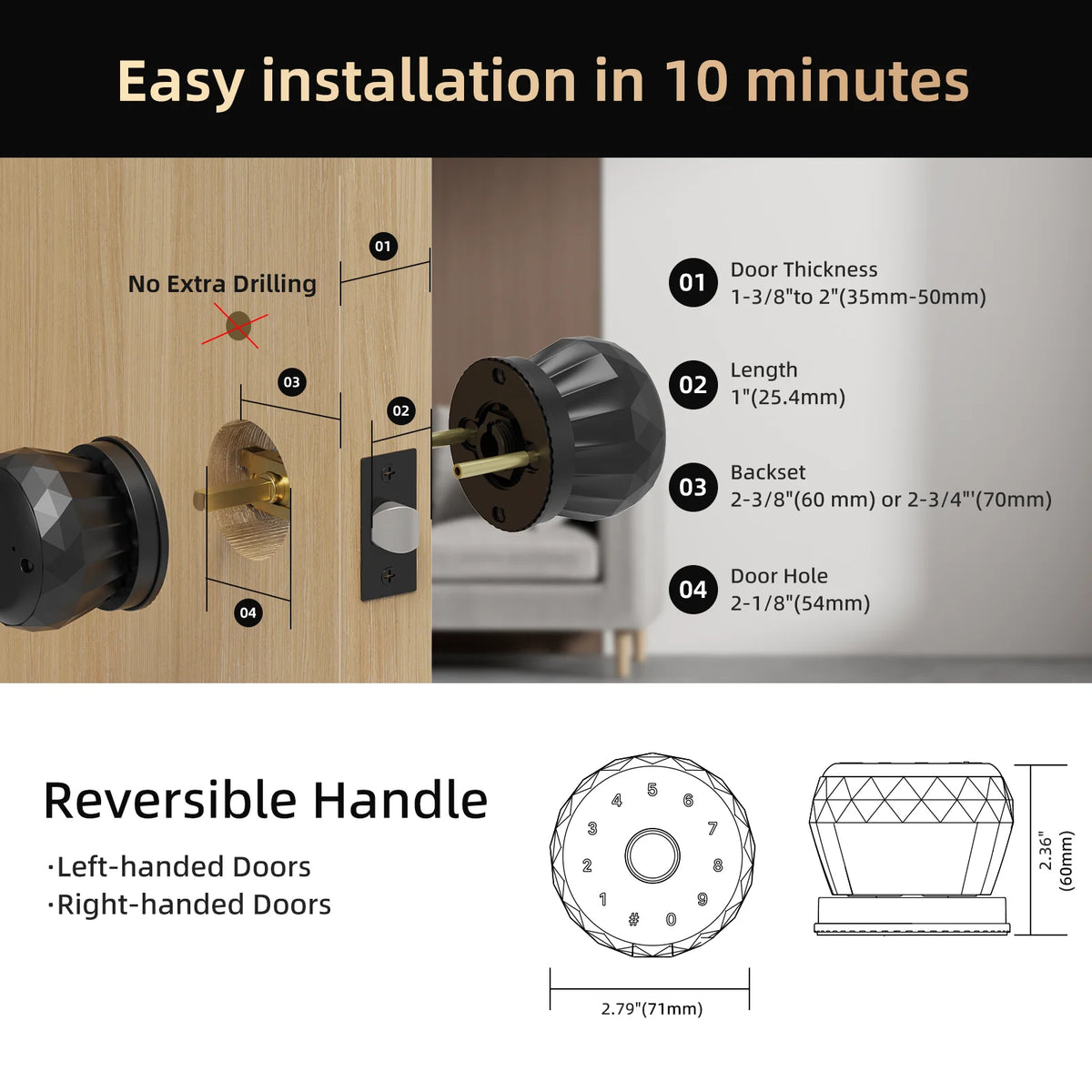 Viladepot Bluetooth Smart Door Lock Fingerprint Passcode App Control