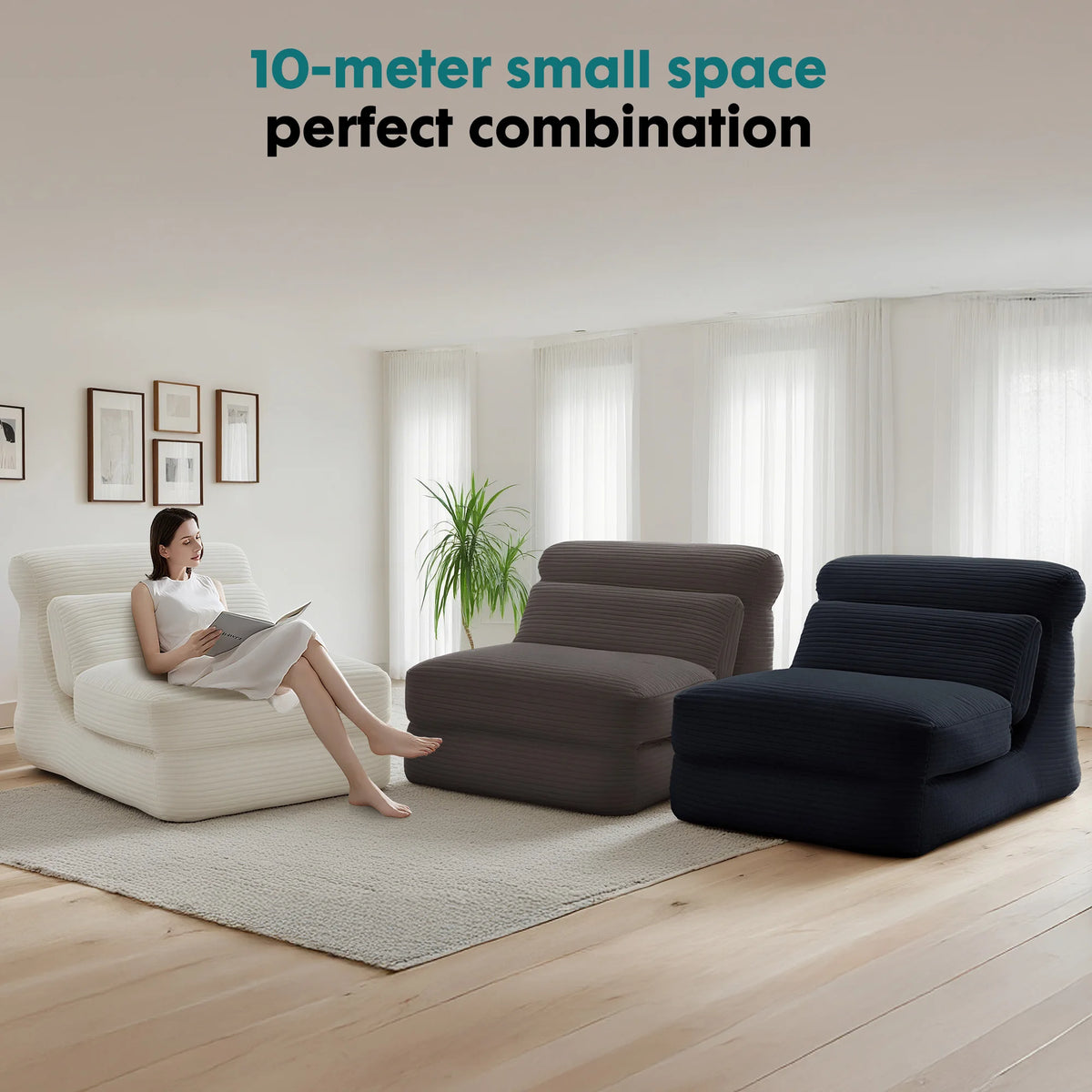 JHK Ergonomic Folding Sofa Bed Modern With Lumbar Support