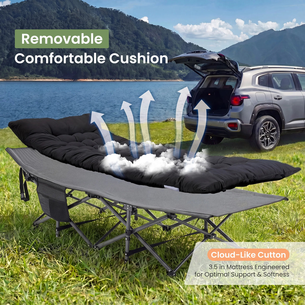 JHK Folding Portable Lounge Chair For Outdoor Camping Relaxation