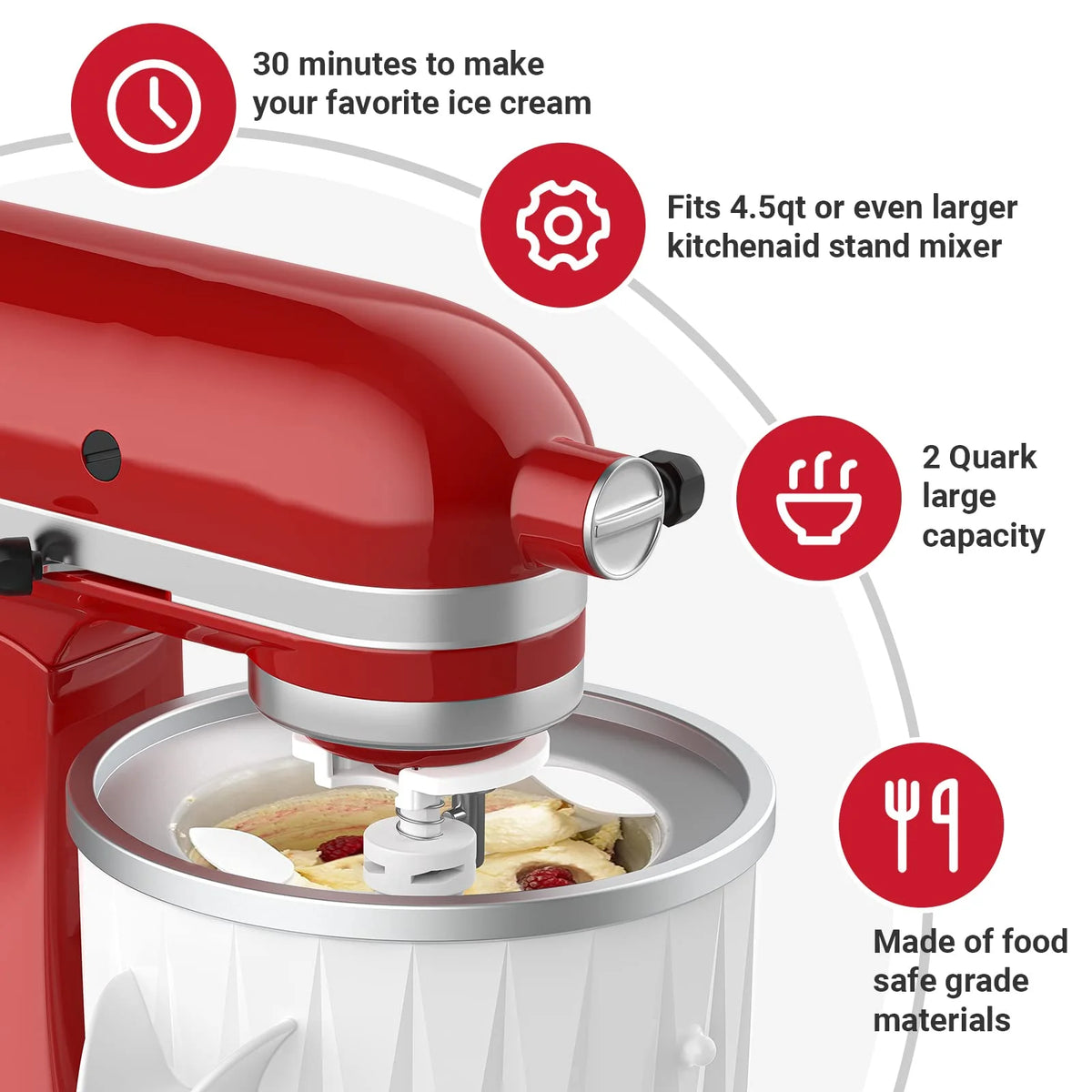 Premium Ice Cream Maker Attachment Compatible With KitchenAid Mixer