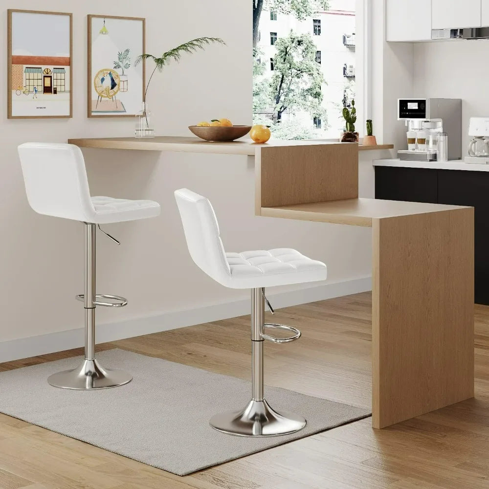 Adjustable Hydraulic Swivel Bar Stools Set of 2 Square Design