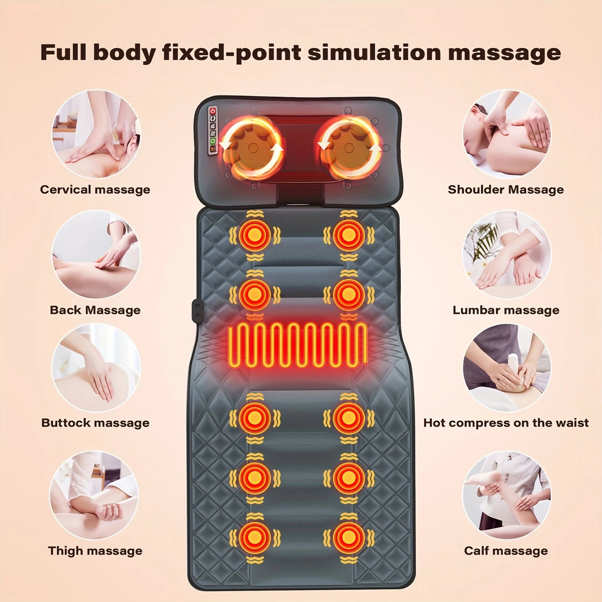 Ekmoey Full Body Shiatsu Massage Mat with 10 Vibration Motors