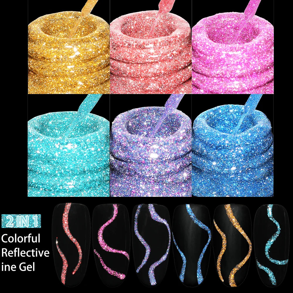 Soak Off UV Gel Nail Art Reflective Glitter Polish Kit