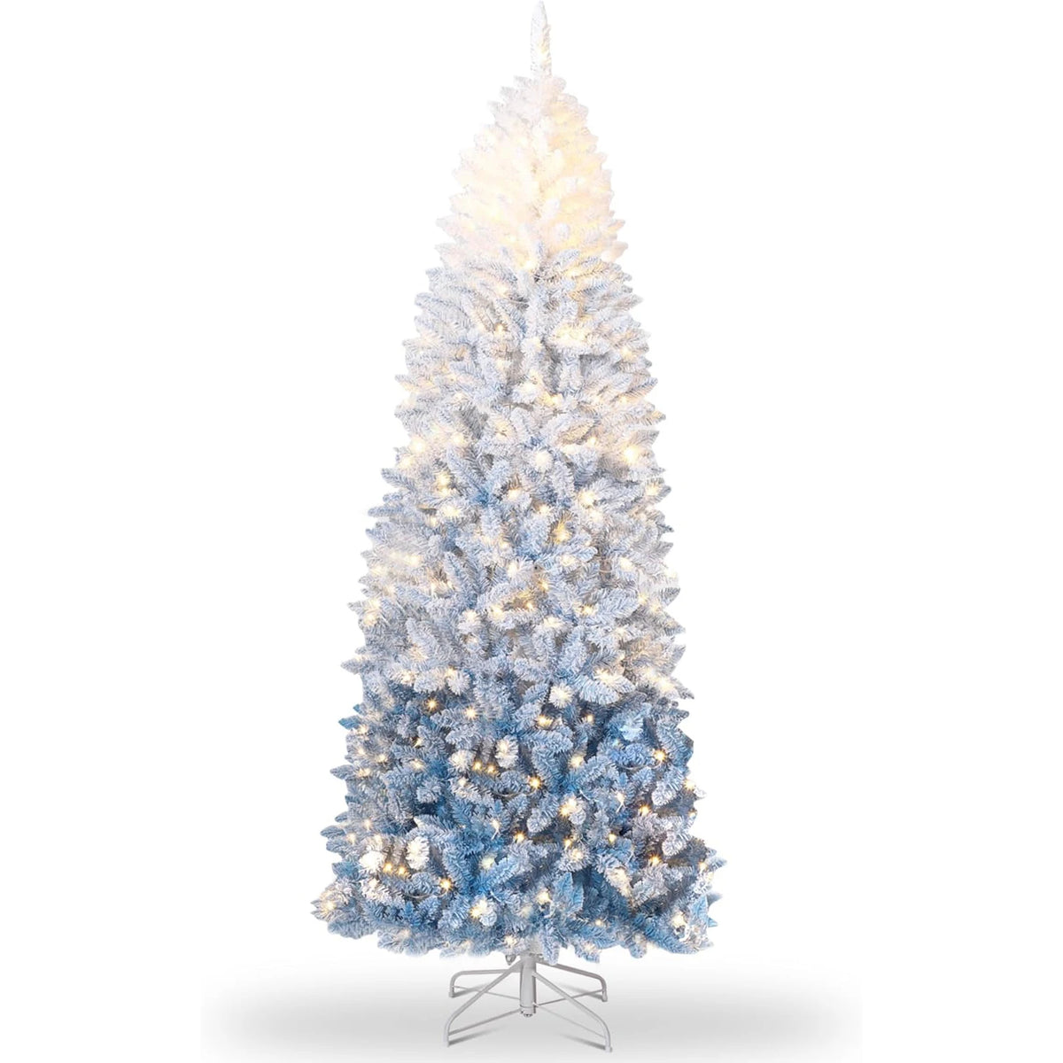 HiMISS Snow Flocked Slim Artificial Christmas Tree Holiday Decoration