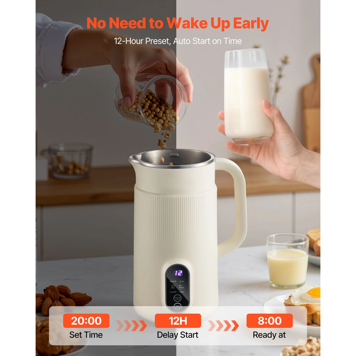 Vevor 8-In-1 Electric Nut Milk Maker With Auto Clean Cycle