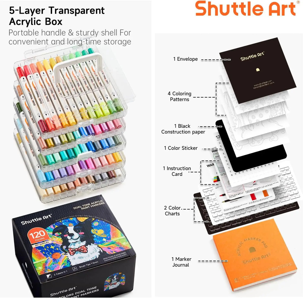 Shuttle Art Professional Dual Tone Acrylic Paint Markers