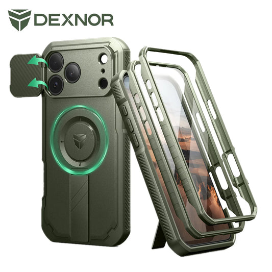 Dexnor Shockproof MagSafe iPhone Case With Flip Camera Kickstand
