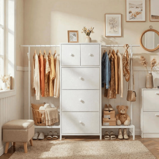 EnHomee 3In1 Fabric Dresser With Integrated Shoe Rack