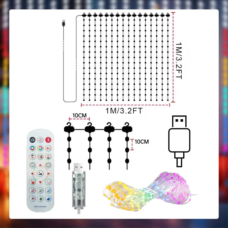 GCTECHING Smart RGBIC LED Curtain Lights With App Music Sync