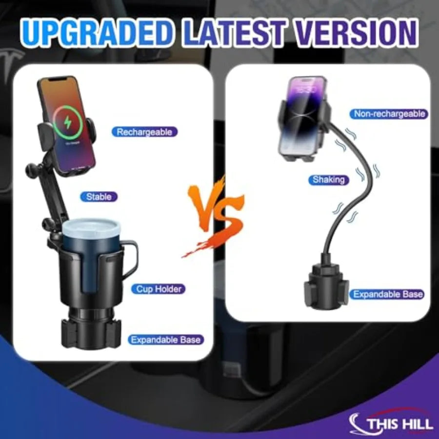 15W Wireless Car Cup Holder Phone Charger With Auto Clamping