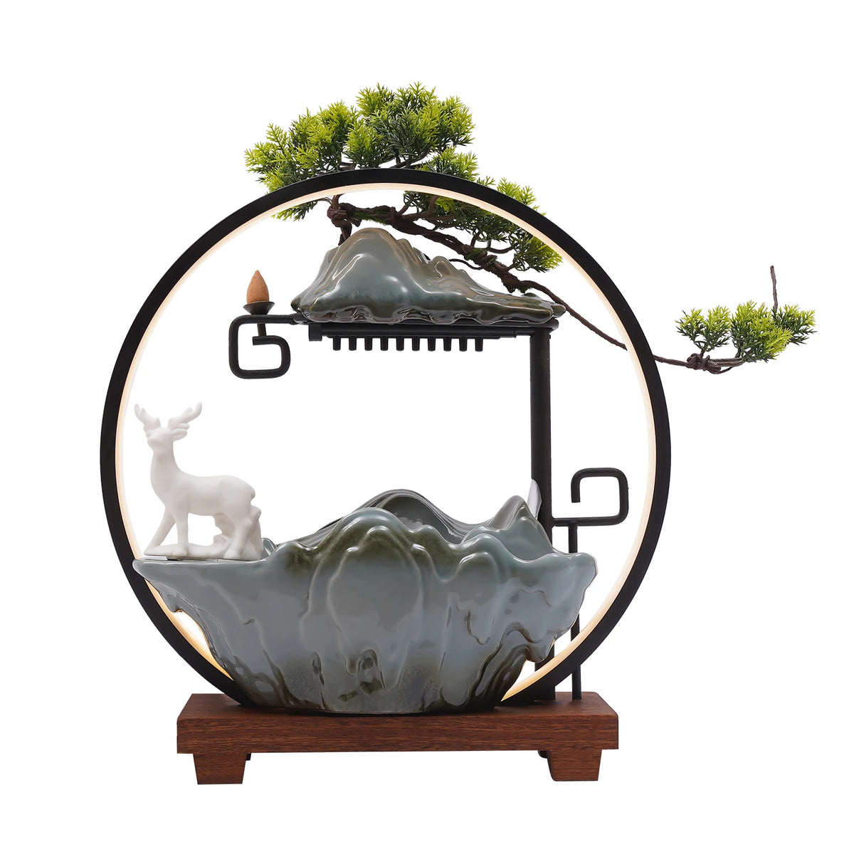 Bymaocar Tabletop Water Fountain With Led Light And Mist Effect