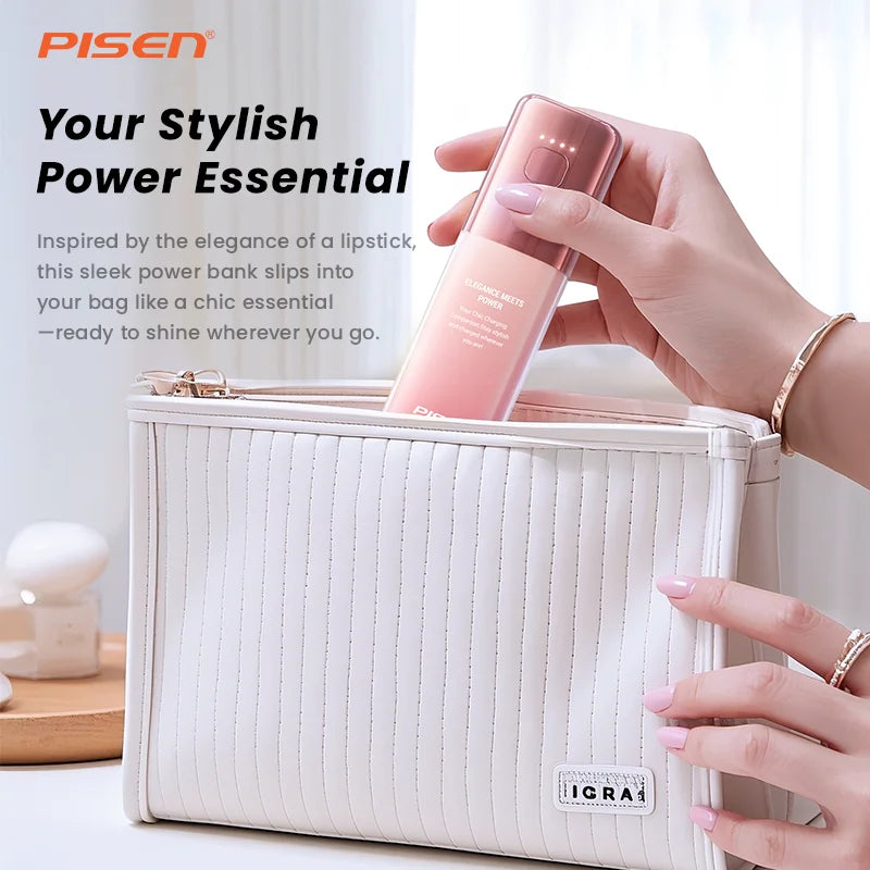 Pisen 30W 5000mAh Portable Travel Power Bank With Cable