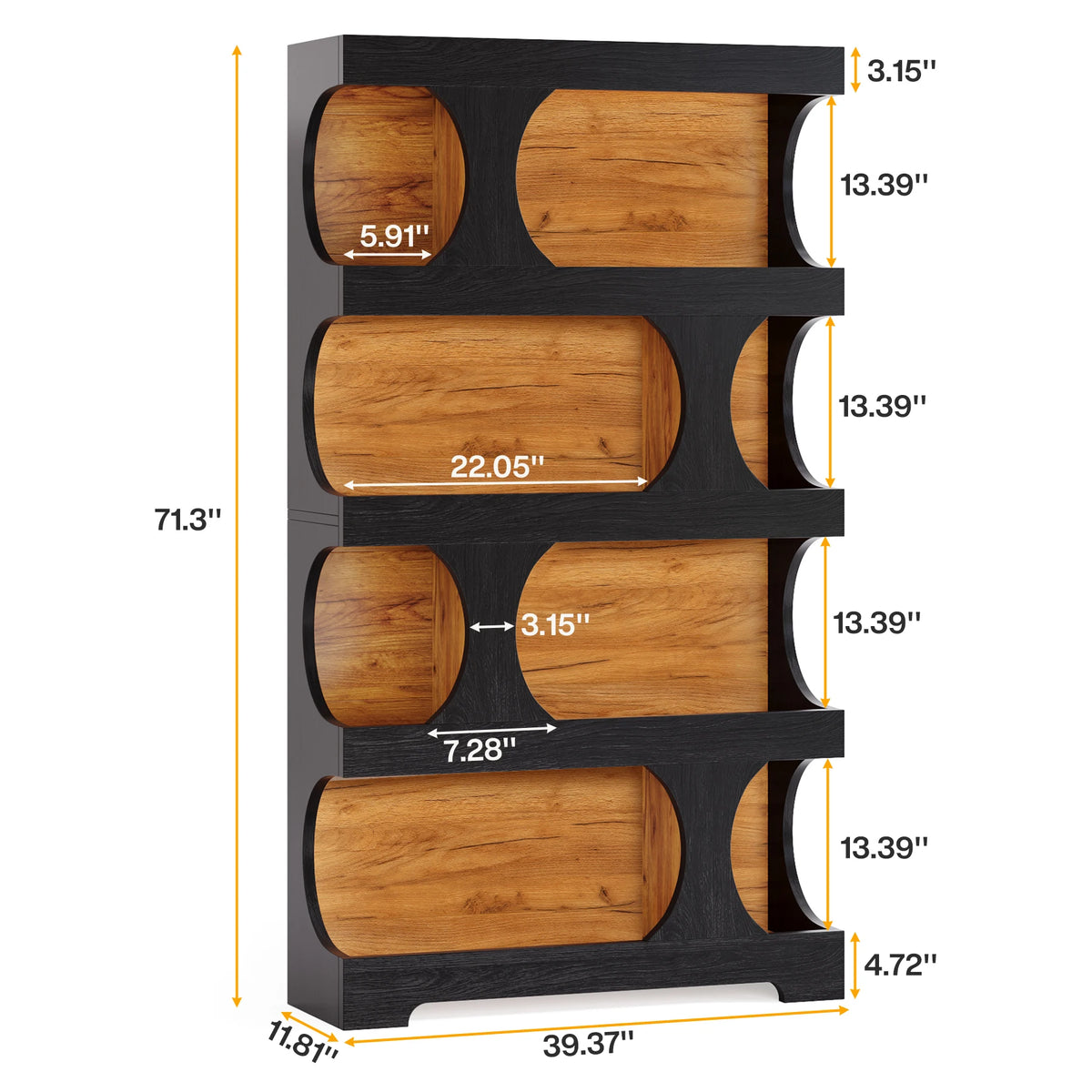 Tribesigns Four Tier S Shaped Wooden Freestanding Bookcase