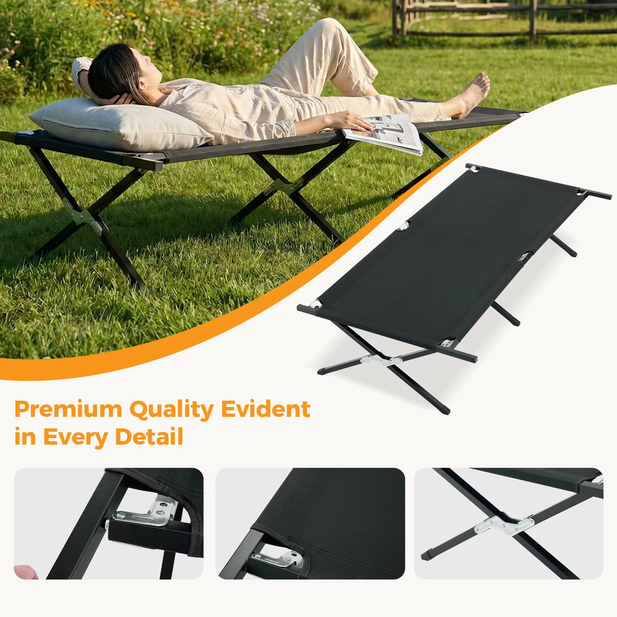 JHK Portable Folding Camping Cot For Outdoor Relaxation