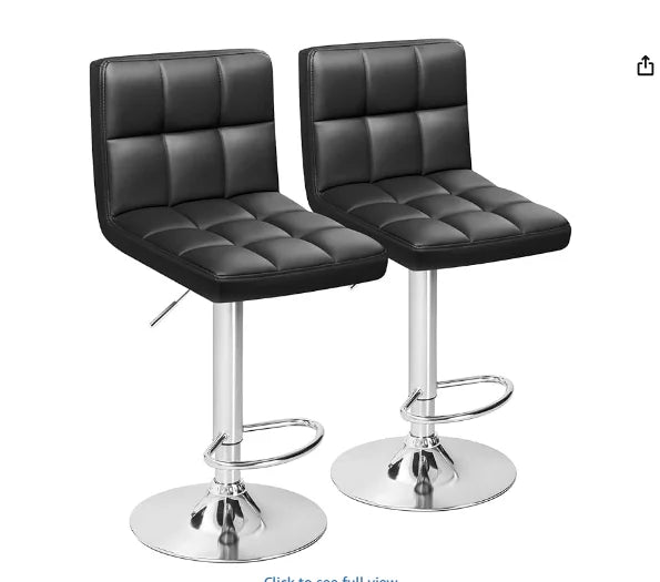 Adjustable Hydraulic Swivel Bar Stools Set of 2 Square Design