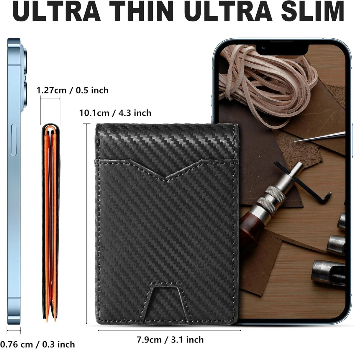 Slim Rfid Blocking Leather Bifold Wallet With Credit Card Organization