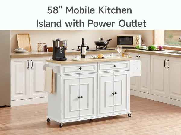 Rolling Wooden Kitchen Island With Drop Leaf And Drawers