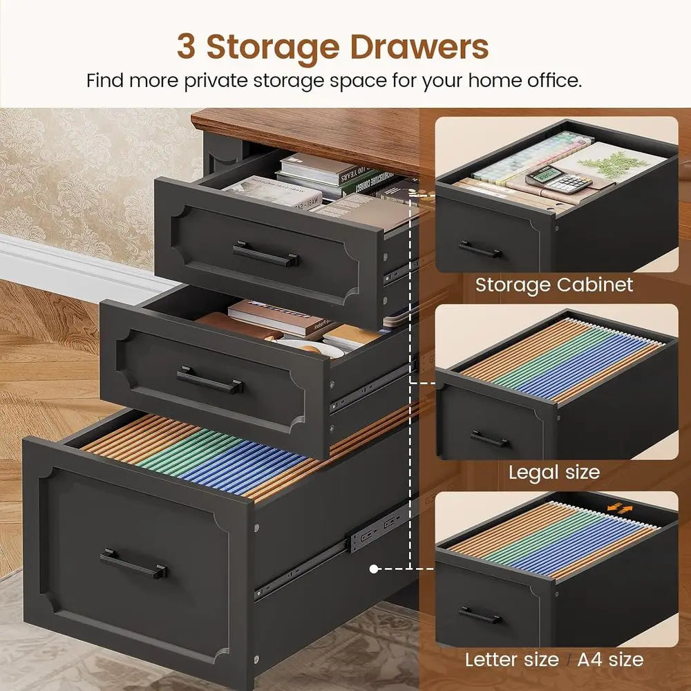 Executive Office Computer Desk With Integrated Storage And Power Outlet
