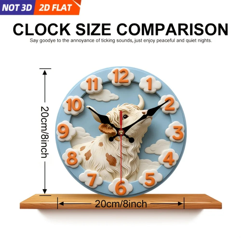 XMSJ Silent Cow Cloud Wooden Wall Clock Creative Bedroom Decor