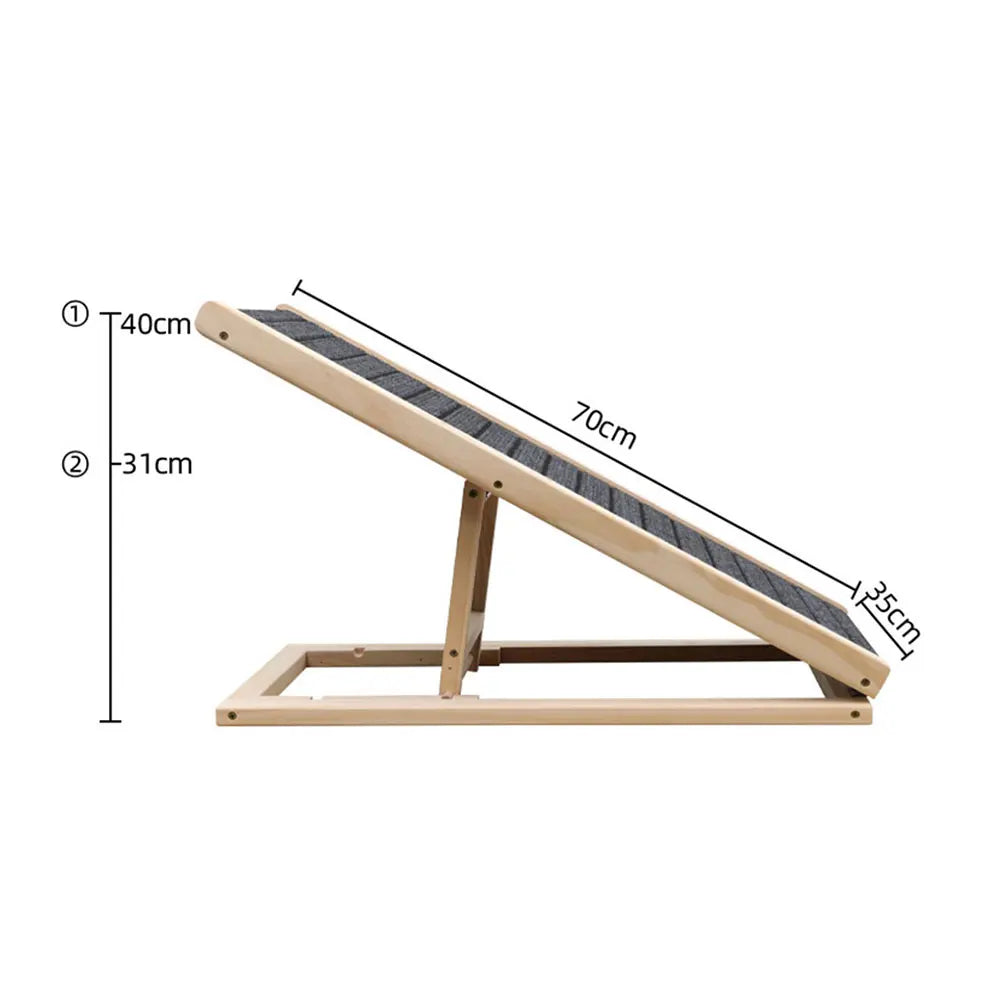 Wooden Foldable Pet Ramp Height Adjustable Portable Non Slip