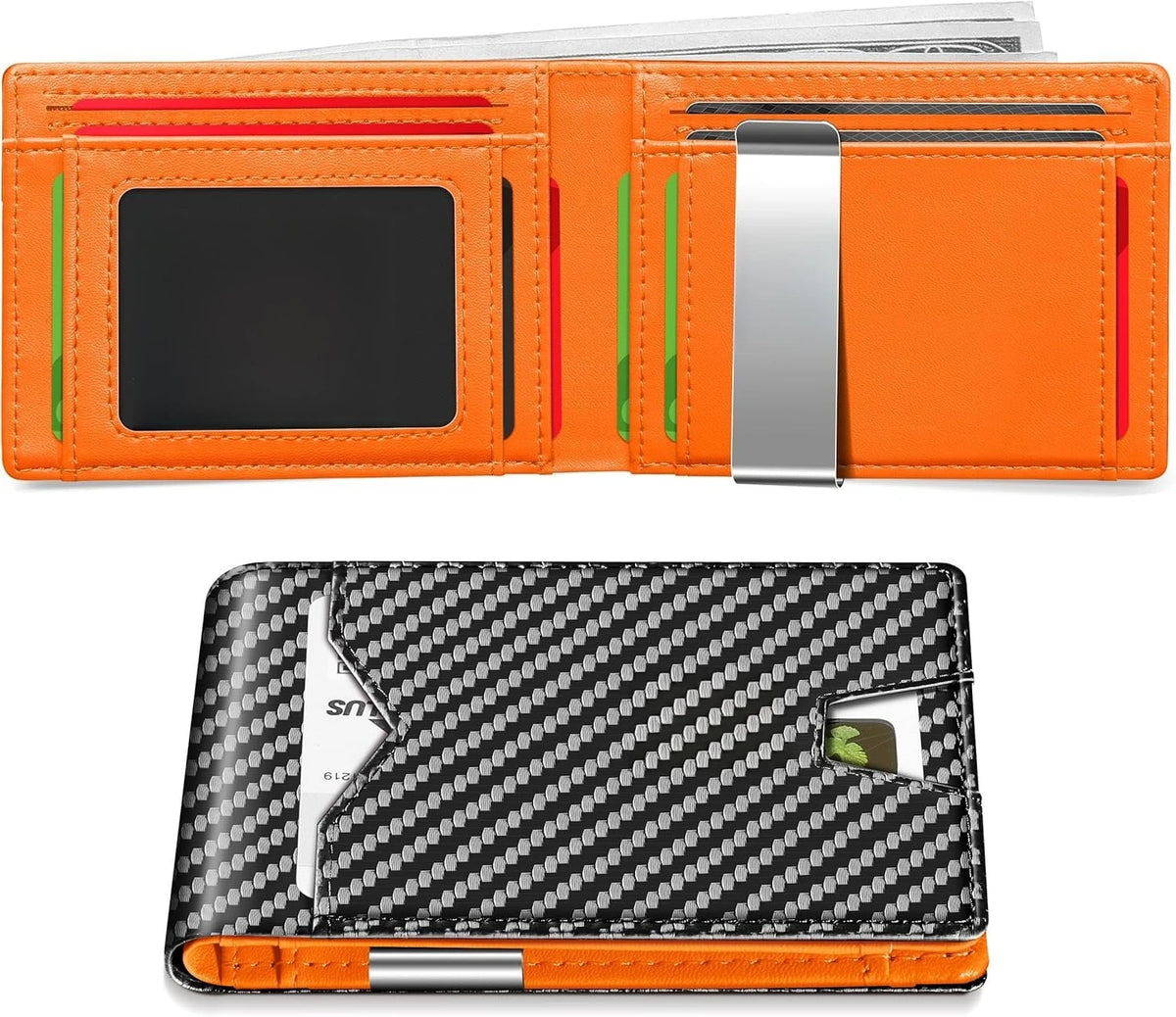 Slim Rfid Blocking Leather Bifold Wallet With Credit Card Organization