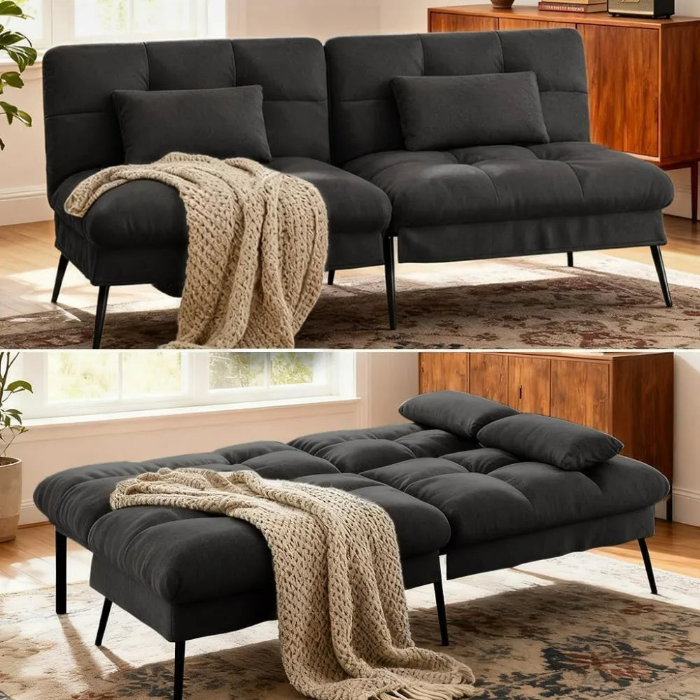 Comhoma Convertible Futon Sofa Bed With Adjustable Backrest Support
