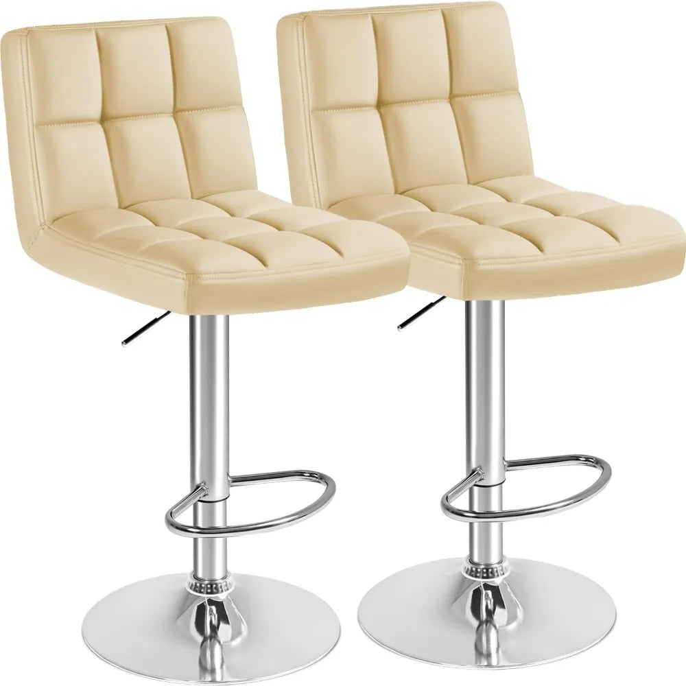 Adjustable Hydraulic Swivel Bar Stools Set of 2 Square Design